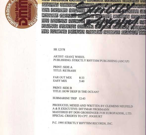 Giant Wheel - Retrash / How Deep Is The Ocean? | Strictly Rhythm (SR12378) - main