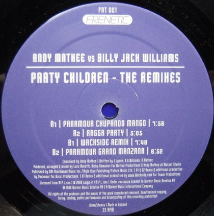 Andy Mathee Vs. Billy "Jack" Williams - Party Children (The Remixes) | Frenetic (FRT 005) - main