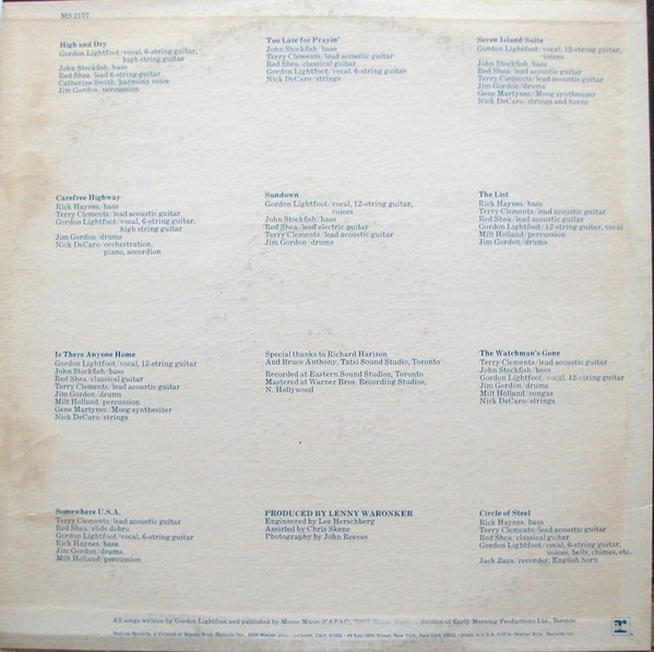 Gordon Lightfoot - Sundown | Reprise Records (MS 2177) - 2 Gordon Lightfoot - Sundown | Reprise Records (MS 2177) - 2