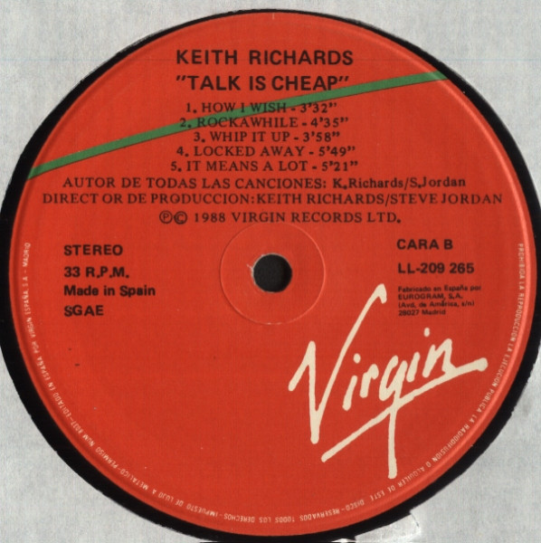 Keith Richards - Talk Is Cheap | Virgin (LL-209 265) - 3