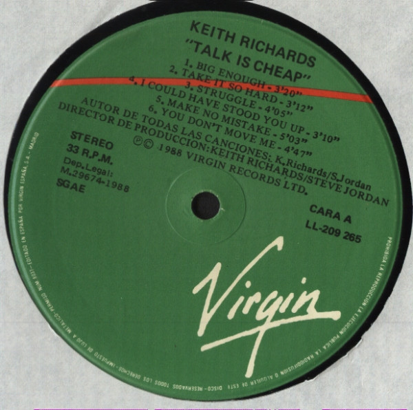 Keith Richards - Talk Is Cheap | Virgin (LL-209 265) - 2