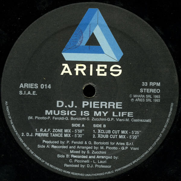 DJ Pierre - Music Is My Life | Aries Records (ARIES 014) DJ Pierre - Music Is My Life | Aries Records (ARIES 014)
