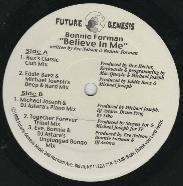 Bonnie Forman - Believe In Me | Future Genesis Music (FG-003) - main