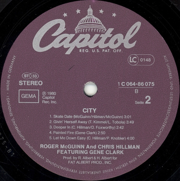 McGuinn, Clark & Hillman - City | Capitol Records (1 C 064-86 075) - 3