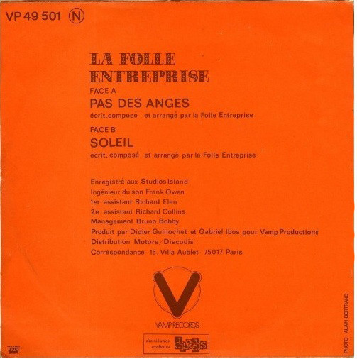 La Folle Entreprise - Pas Des Anges / Soleil | Vamp Records (VP 49 501) - 2