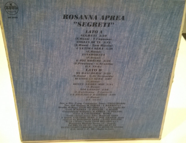 Rosanna Aprea - Segreti | Zeus Record (BE 0228) - 2 Rosanna Aprea - Segreti | Zeus Record (BE 0228) - 2