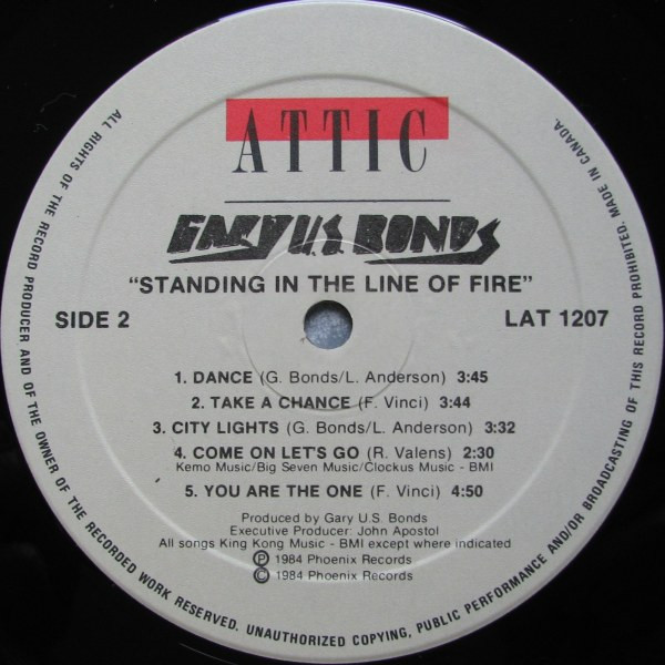 Gary U.S. Bonds And The American Men - Standing In The Line Of Fire | Attic (LAT 1207) - 4
