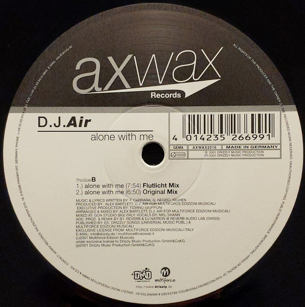 DJ Air - Alone With Me | Axwax Records (AXWAX 2016) - main