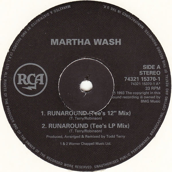 Martha Wash - Runaround + Carry On (The Todd Terry Club Remixes) | RCA (74321 15370-1) - 2