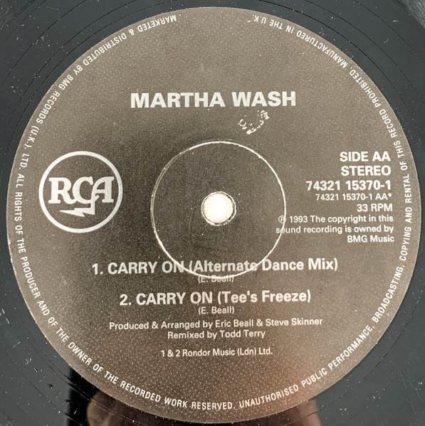 Martha Wash - Runaround + Carry On (The Todd Terry Club Remixes) | RCA (74321 15370-1) - 3