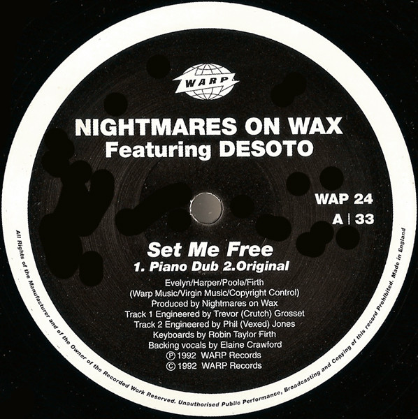 Nightmares On Wax Featuring Desoto - Set Me Free | Warp Records (WAP 24) - 3