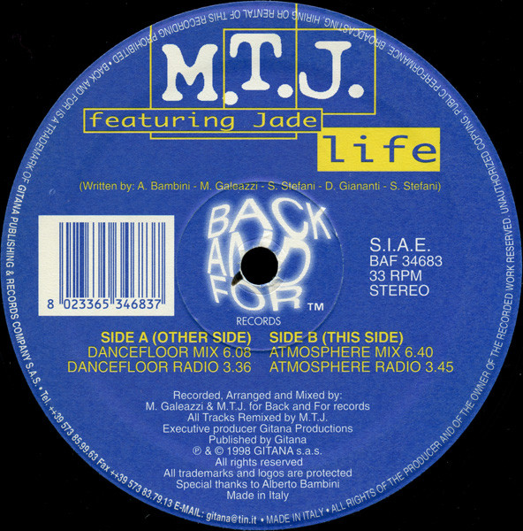 M.T.J. Featuring Jade - Life | Back And For Records (BAF 34683)