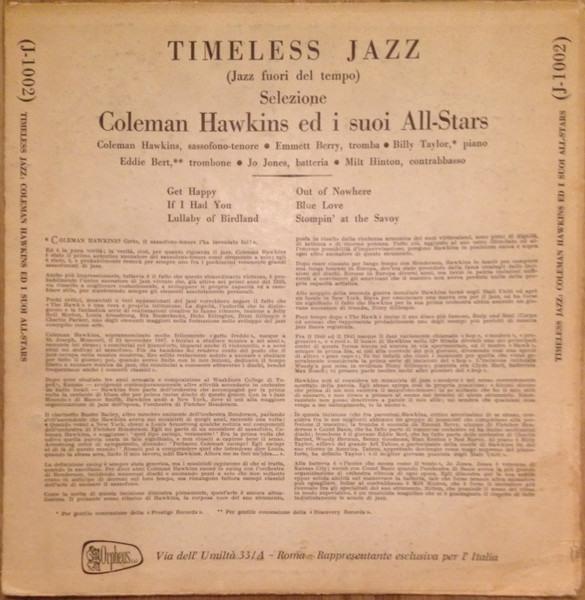 Coleman Hawkins All Star Band - Timeless Jazz | Guilde Du Jazz (J-1002) - 2 Coleman Hawkins All Star Band - Timeless Jazz | Guilde Du Jazz (J-1002) - 2