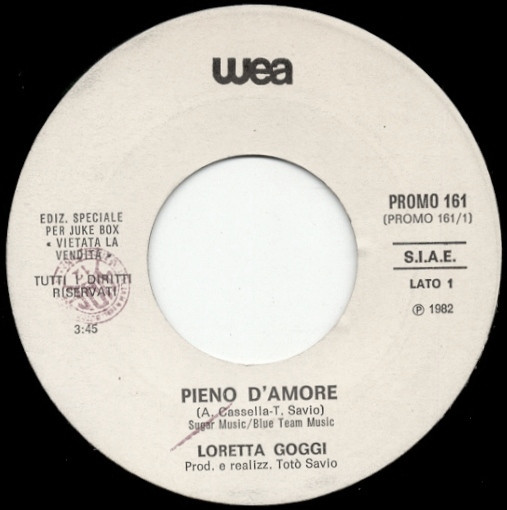 Loretta Goggi / Robert Plant - Pieno D'Amore / Burning Down One Side | WEA (PROMO 161)