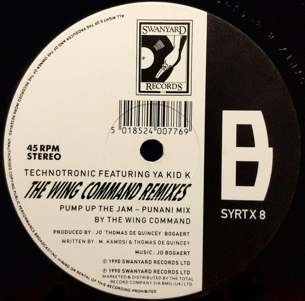 Technotronic Featuring Ya Kid K - Get Up (Before The Night Is Over) / Pump Up The Jam - The Wing Command Remixes | Swanyard Records Ltd (SYRTX 8) - 4