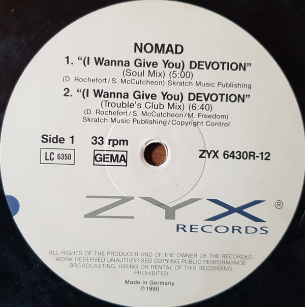 Nomad - (I Wanna Give You) Devotion - The Remixes | ZYX Records (ZYX 6430R-12) - 3 Nomad - (I Wanna Give You) Devotion - The Remixes | ZYX Records (ZYX 6430R-12) - 3