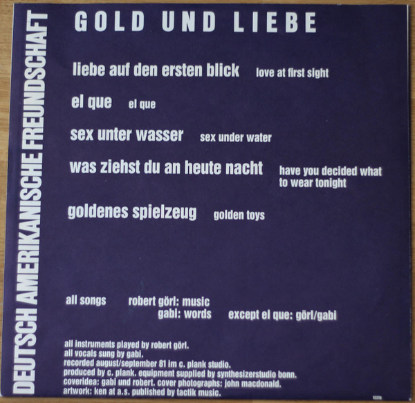 Deutsch Amerikanische Freundschaft - Gold Und Liebe | Virgin (V 2218) - 3