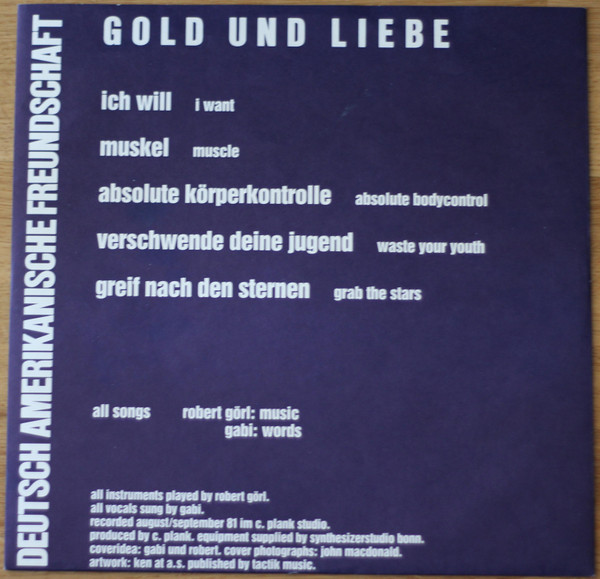Deutsch Amerikanische Freundschaft - Gold Und Liebe | Virgin (V 2218) - 4