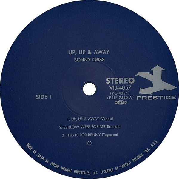 Sonny Criss - Up, Up And Away | Prestige (VIJ-4057) - 4 Sonny Criss - Up, Up And Away | Prestige (VIJ-4057) - 4
