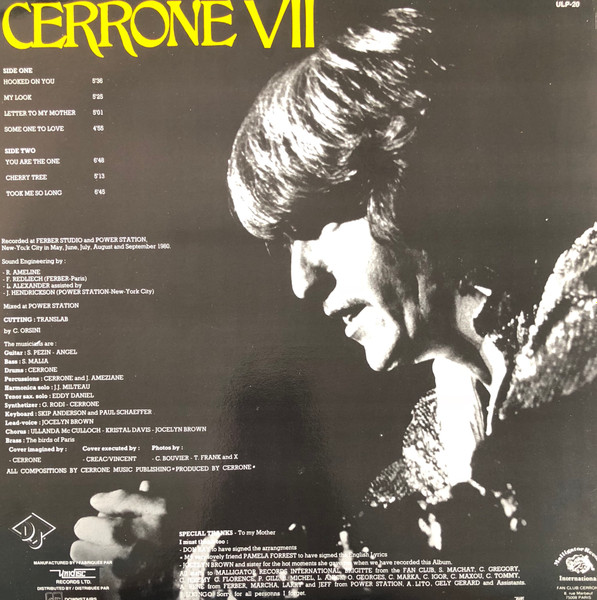 Cerrone - Cerrone VII - You Are The One [Vinyl] | Black Sun (ULP-20) - 2