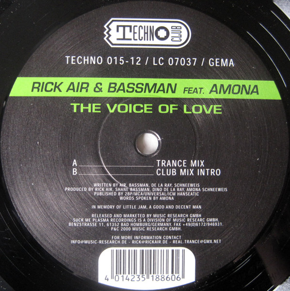 Rick Air & Shane Bassman Feat. Amona - The Voice Of Love | Technoclub Records (TECHNO 015-12) - 2