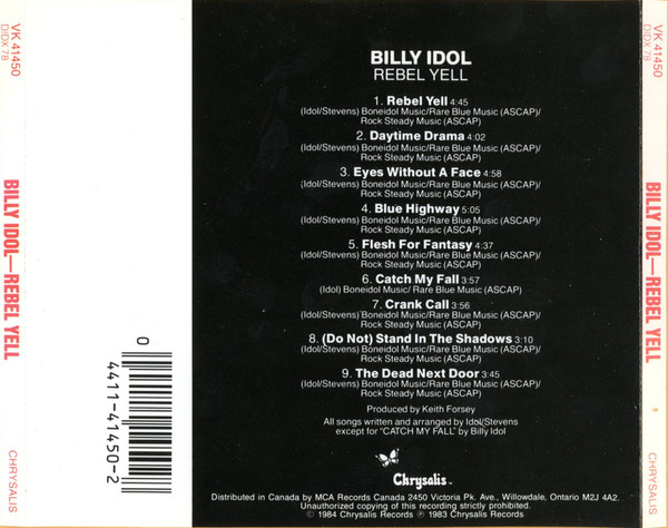 Billy Idol - Rebel Yell | Chrysalis (VK 41450) - 2