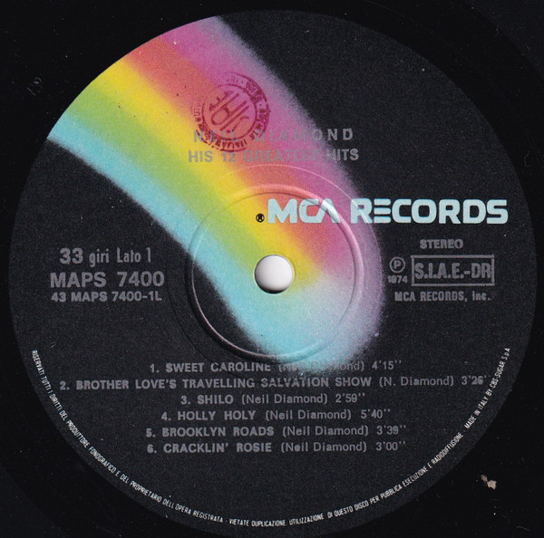 Neil Diamond - His 12 Greatest Hits | MCA Records (MAPS 7400) - 2