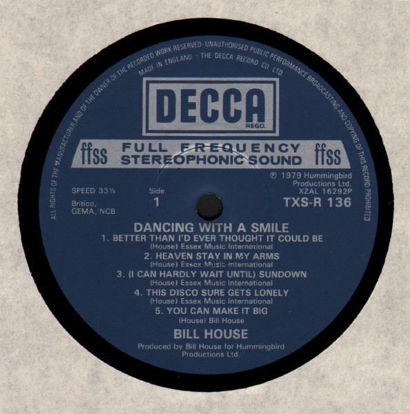 Bill House - Dancing With A Smile | Decca (TXS-R 136) - 4 Bill House - Dancing With A Smile | Decca (TXS-R 136) - 4