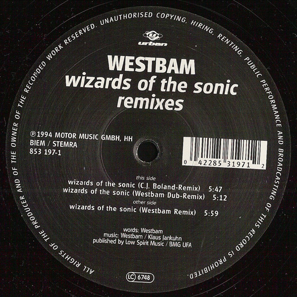 Westbam - Wizards Of The Sonic (Remix) | Low Spirit Recordings (853 197-1) - 4