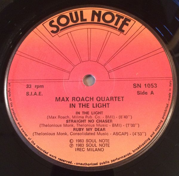 Max Roach Quartet - In The Light | Soul Note (SN 1053) - 4