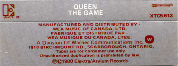 Queen - The Game [Cassette] | Elektra (XTC5-513) - 2