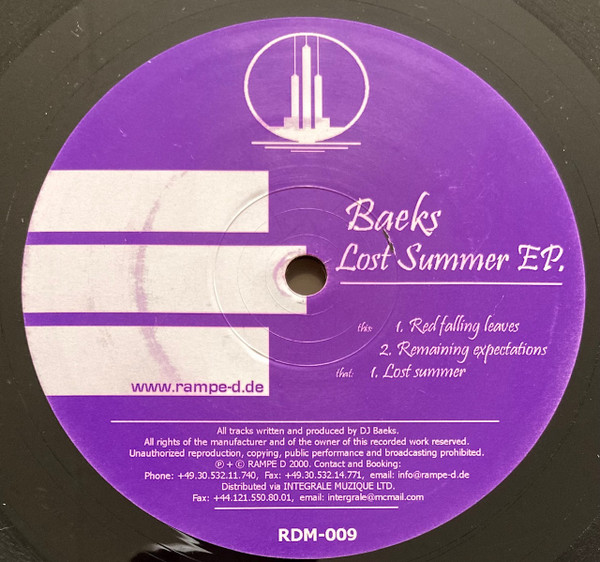 Baeks - Lost Summer EP | Rampe D (RDM-009)