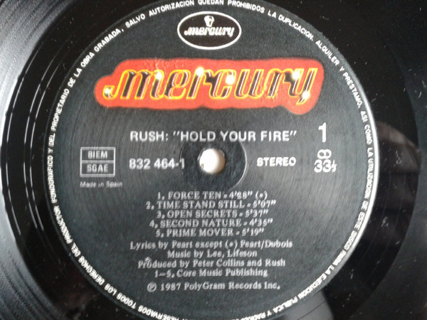 Rush - Hold Your Fire | Mercury (832 464-1) - 4