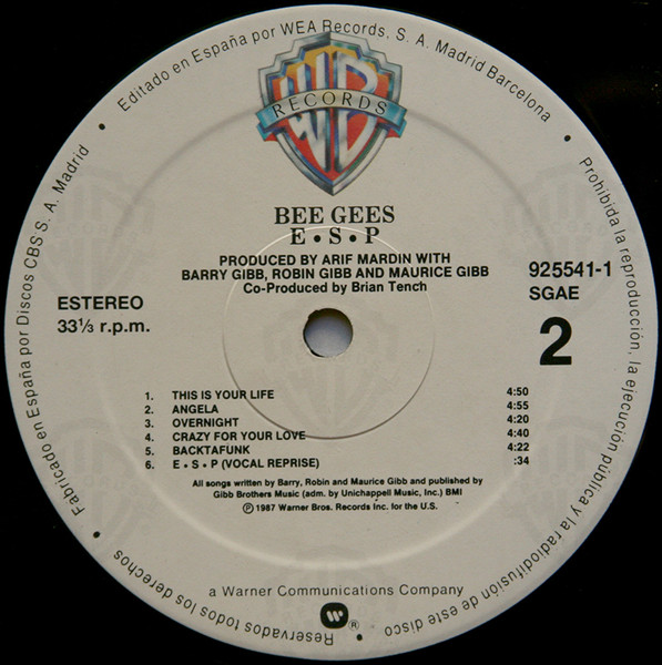 Bee Gees - E·S·P | Warner Bros. Records (925 541-1) - 4