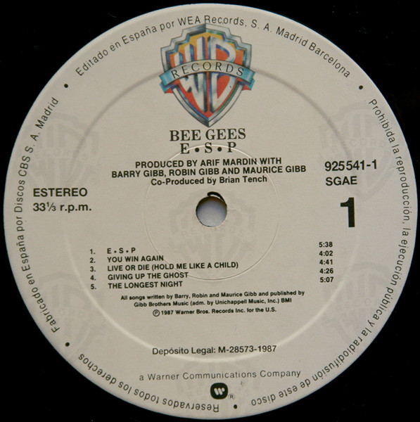Bee Gees - E·S·P | Warner Bros. Records (925 541-1) - 3