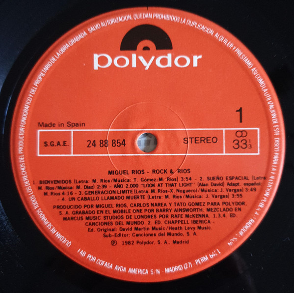 Miguel Ríos - Rock & Rios | Polydor (26 79 090) - 3