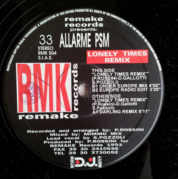 Allarme PSM - Lonely Times (Remixes) | Remake Records (RMK 504)