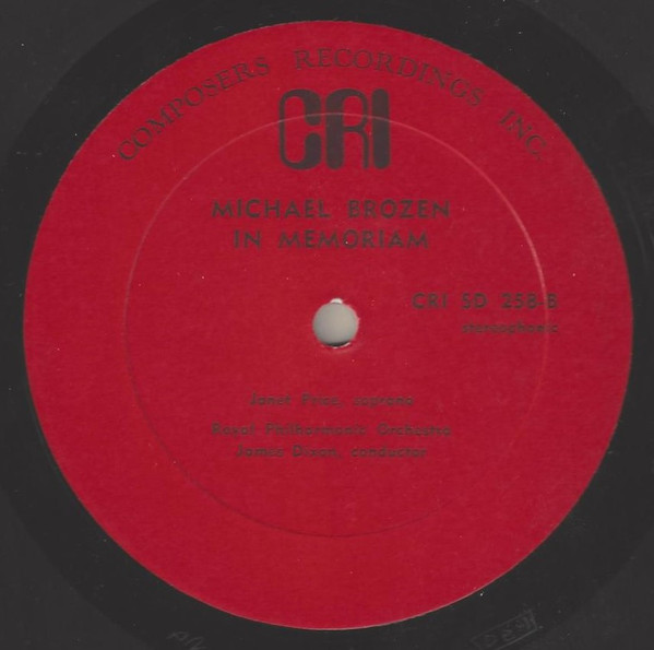 Francis Thorne / T.J. Anderson / Michael Brozen - Royal Philharmonic Orchestra , James Dixon - Liebesrock / Chamber Symphony / In Memoriam | Composers Recordings Inc. (CRI) (CRI SD 258) - 4