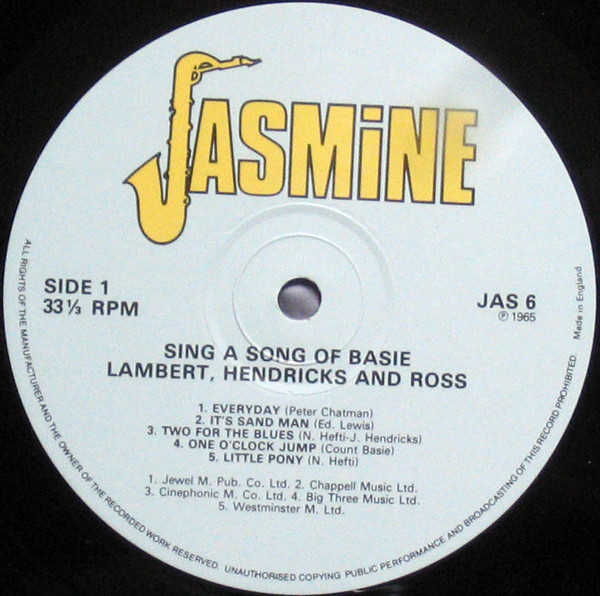 Lambert, Hendricks & Ross - Sing A Song Of Basie | Jasmine Records (JAS 6)