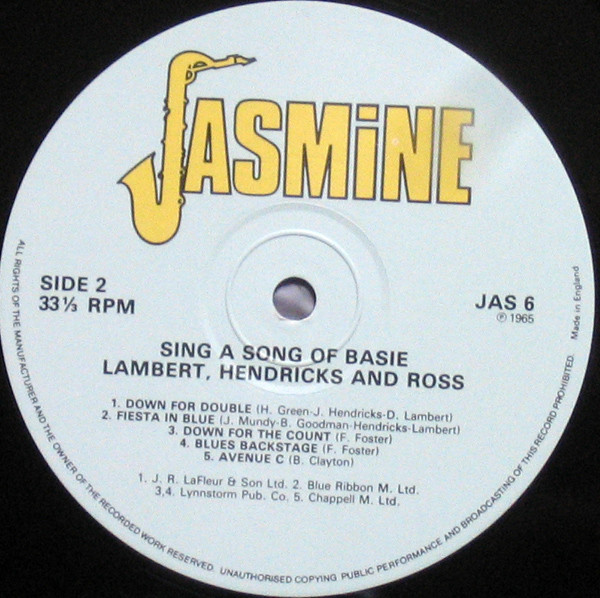 Lambert, Hendricks & Ross - Sing A Song Of Basie | Jasmine Records (JAS 6) - 2
