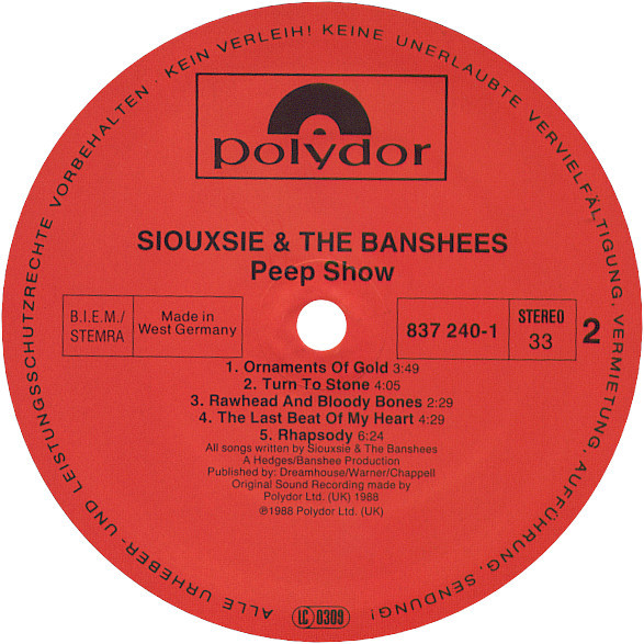 Siouxsie & The Banshees - Peepshow | Polydor (837 240-1) - 4