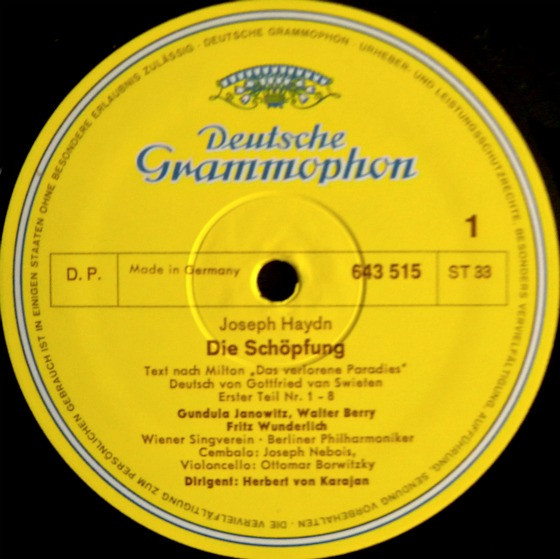 Joseph Haydn - Gundula Janowitz • Christa Ludwig • Fritz Wunderlich • Werner Krenn • Dietrich Fischer-Dieskau • Walter Berry • Wiener Singverein , Berliner Philharmoniker , Herbert von Karajan - Die Schöpfung = The Creation = La Création | Deutsche Grammophon (643 515/16) - 4