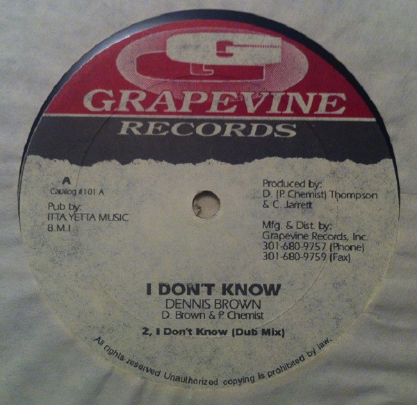 Dennis Brown / Lone Ranger - I Don't Know / Fist To Fist | Grapevine Records (#101)
