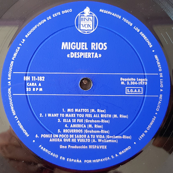 Miguel Ríos - Despierta | Hispavox (HH 11-182) - 3