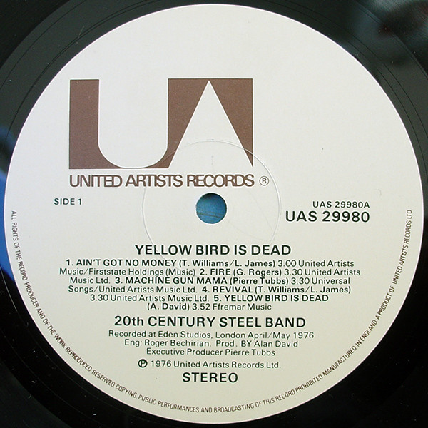 20th Century Steel Band - Yellow Bird Is Dead | United Artists Records (UAS 29980) - 3 20th Century Steel Band - Yellow Bird Is Dead | United Artists Records (UAS 29980) - 3