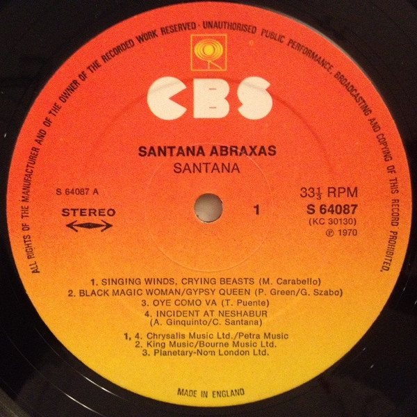 Santana - Abraxas | CBS (S 64087) - 3