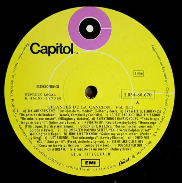 Ella Fitzgerald - Ella Fitzgerald | Capitol Records (1J 054-80.670) - 3 Ella Fitzgerald - Ella Fitzgerald | Capitol Records (1J 054-80.670) - 3