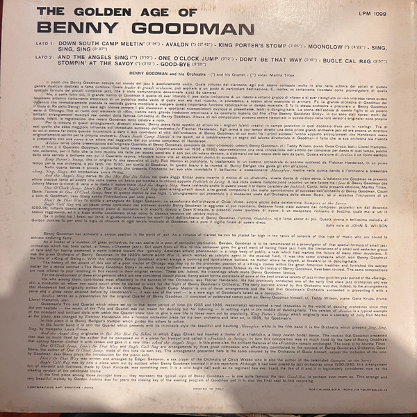 Benny Goodman And His Orchestra - The Golden Age Of Benny Goodman | RCA Italiana (LPM-1099) - 2