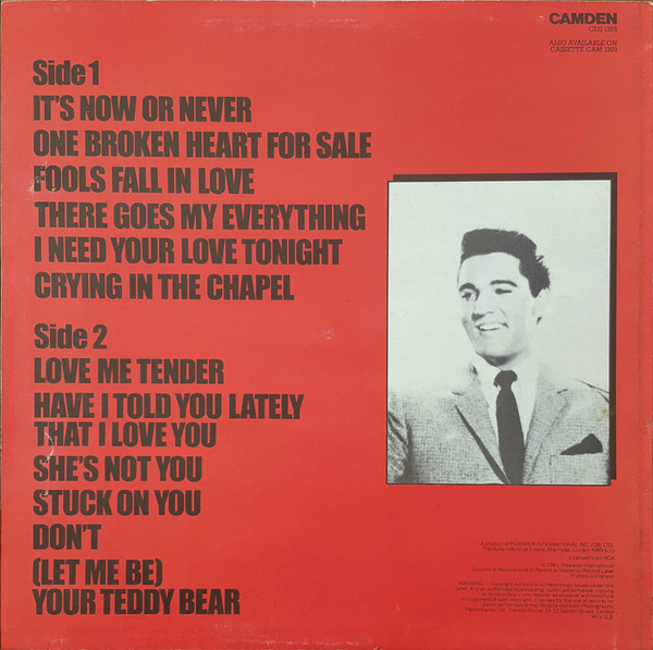 Elvis Presley - It's Now Or Never | Camden (CDS 1203)