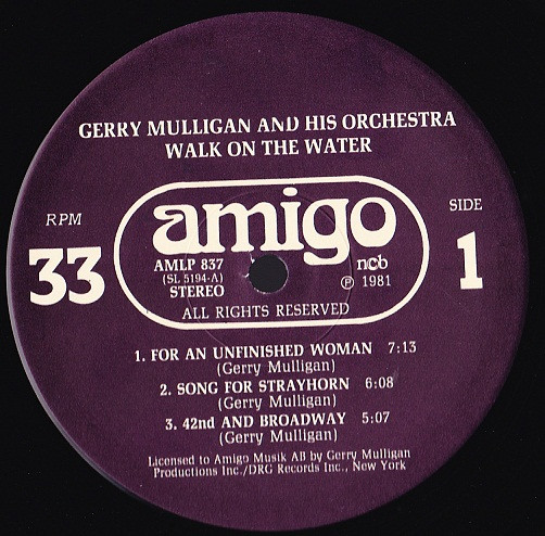 Gerry Mulligan And His Orchestra - Walk On The Water | Amigo (AMLP 837) - 2